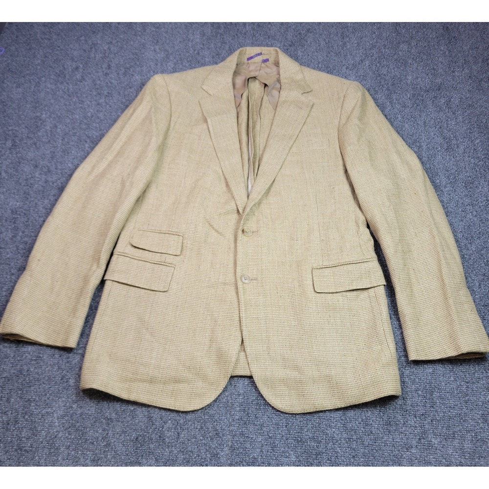 Ralph Lauren Purple Label Kent Tick Weave Jacket Mens 40R Beige Blazer $2,295